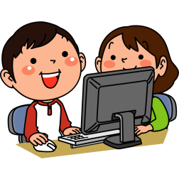 Children using desktop computer