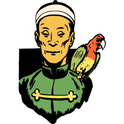 Chinese man and a parrot