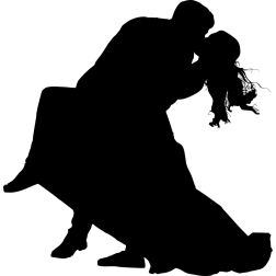 Kissing couple silhouette