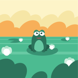 Cute green frog