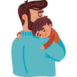 Dad And Sleeping Son