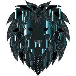 Lion Head Line Art By Alexas_Fotos Blue Prismatic Pattern