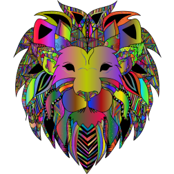 Decorative Lion Head Line Art