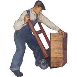 Delivery Man With A Push Cart