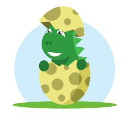 Baby dinosaur in the eggshell