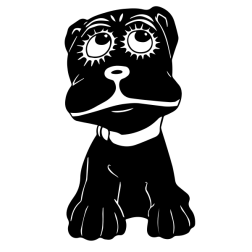 Black and White Cartoon Dog Silhouette