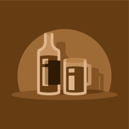 Drink in a bottle and glass