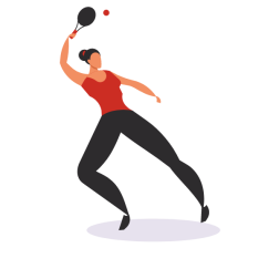 A woman is playing tennis
