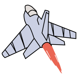 Blue fighter jet