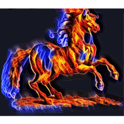 Blue and Red Fire Horse Spirit Animal