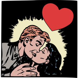 Man kisses a woman comic book