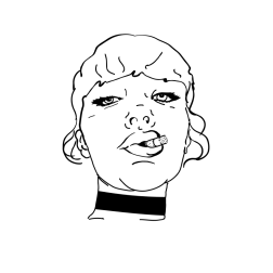 Drawing of a girl smoking