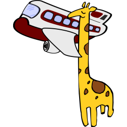Giraffe Looking into an Airplane