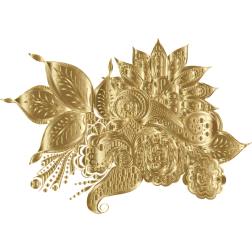 Gold Ornamental Floral Line Art