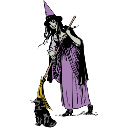 Halloween witch and cat
