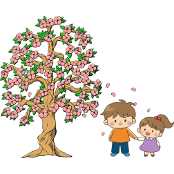 Brother and sister in spring