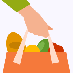 Hand holding a bag of groceries