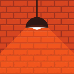 Hanging lamp and brick wall