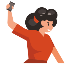 Happy woman with mobile phone