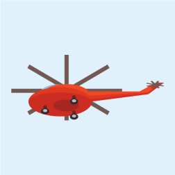 A helicopter seen from the ground