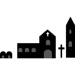 Ireland Monastic Settlement Silhouette