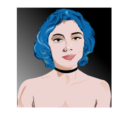 Woman with blue hair
