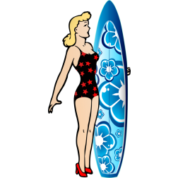 Lady with a surfboard