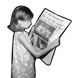 Girl and newspaper