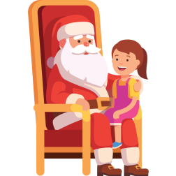 Little Girl Sitting On Santa's Lap