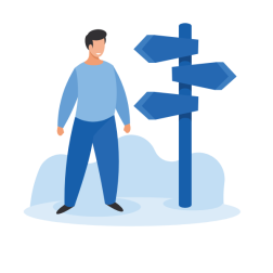 A man at crossroads