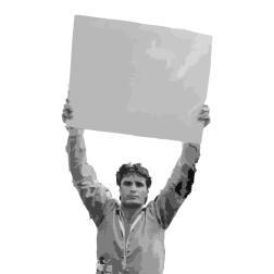 Man holding a blank sign