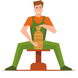 A man is making pots