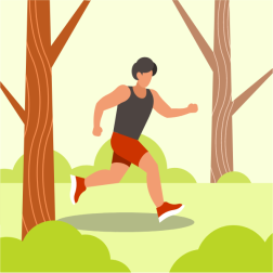 Man jogging in the forest