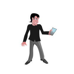 Man with a tablet mobile device