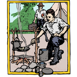 Man Camping Color Illustration
