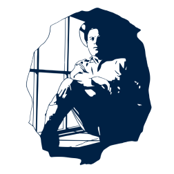 Man outlined in a window