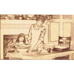 Mom and kid cooking