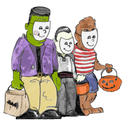 Monsters Trick Or Treating - Colored Image