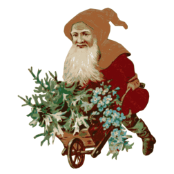 Santa Claus with a wheelbarrow