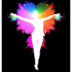 Glowing white silhouette of a woman