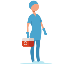 A nurse with first aid