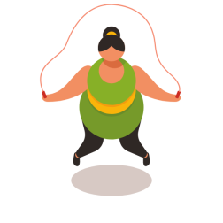 Obese woman jumping rope
