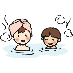 Kids are enjoying a hot bath