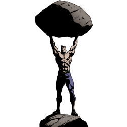 Strong Man Lifting Heavy Boulder