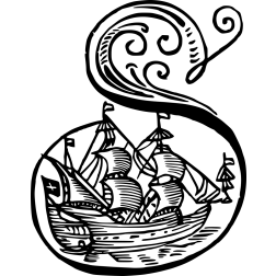 Vintage Ship in Ornamental Initial S