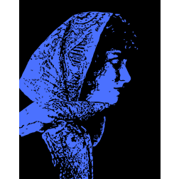 Woman with blue hood