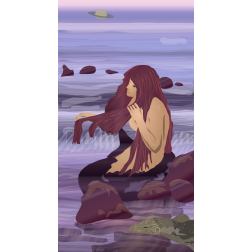 Mermaid Combing Hair by the Sea