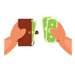 Paying with cash graphic concept