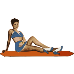 Pin-up girl in a blue skirt