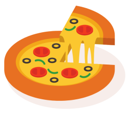 Eating a slice of pizza